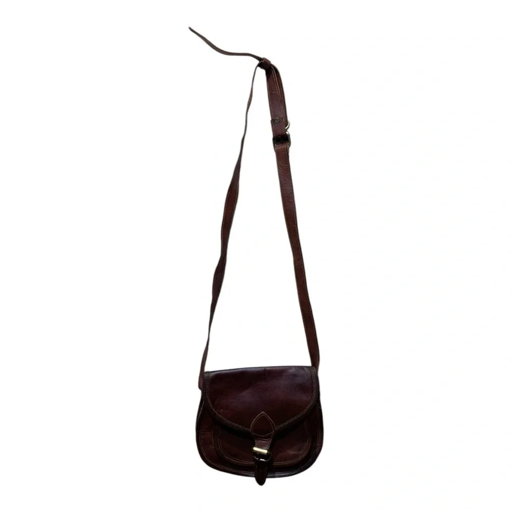 Vintage Leather Saddle Bag Style Crossbody Bag - Picture 2 of 6